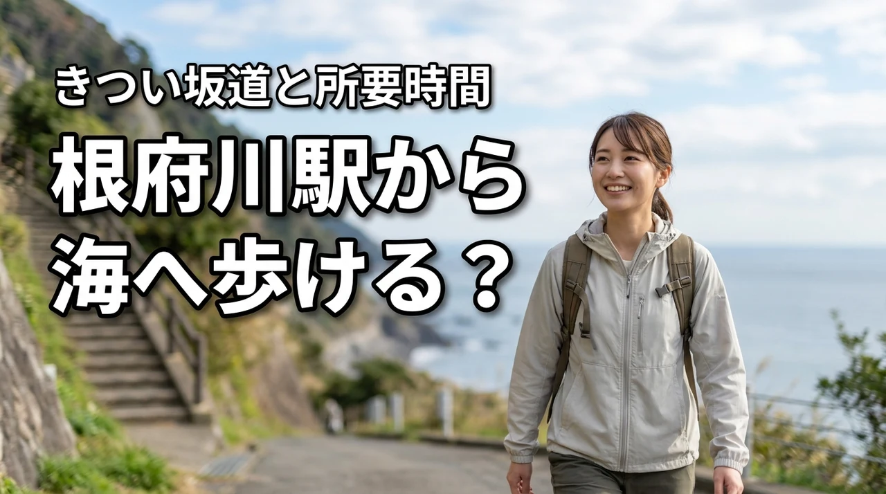 根府川駅から海へ散歩できる？きつい坂道の状況や所要時間を実体験から教えます（記事のアイキャッチ画像）